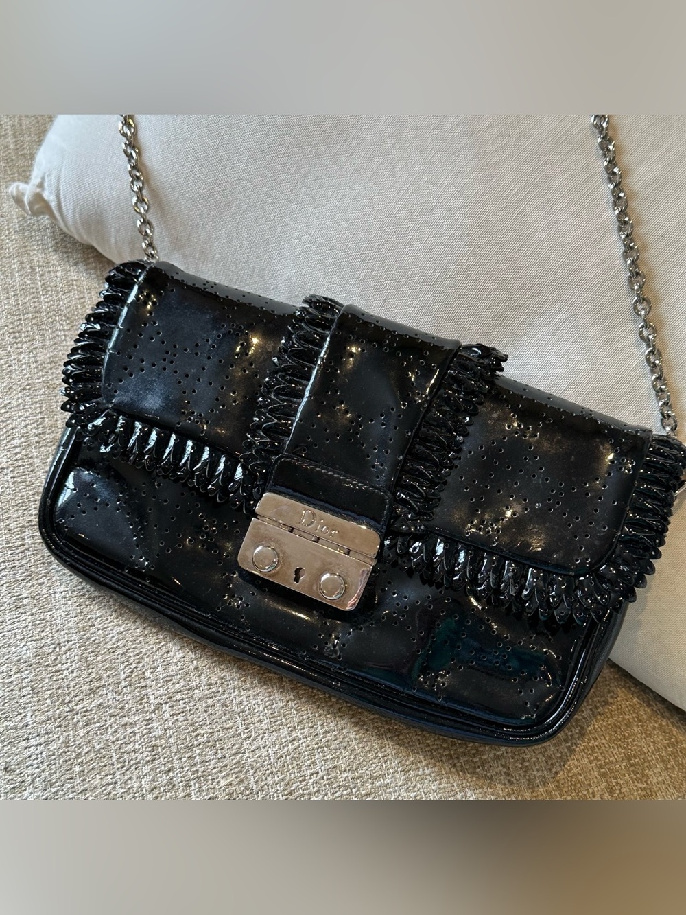 Christian Dior Black Small Patent Cannage Miss Dior Chain Bag